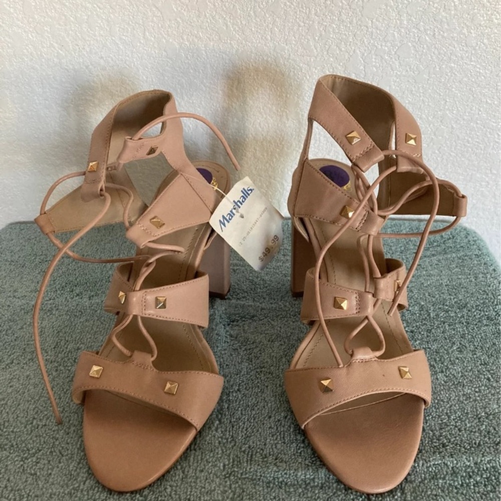 Vince Camuto Studded Lace Up Chunky Heels